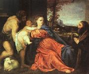 Titian Holy Family and Donor oil